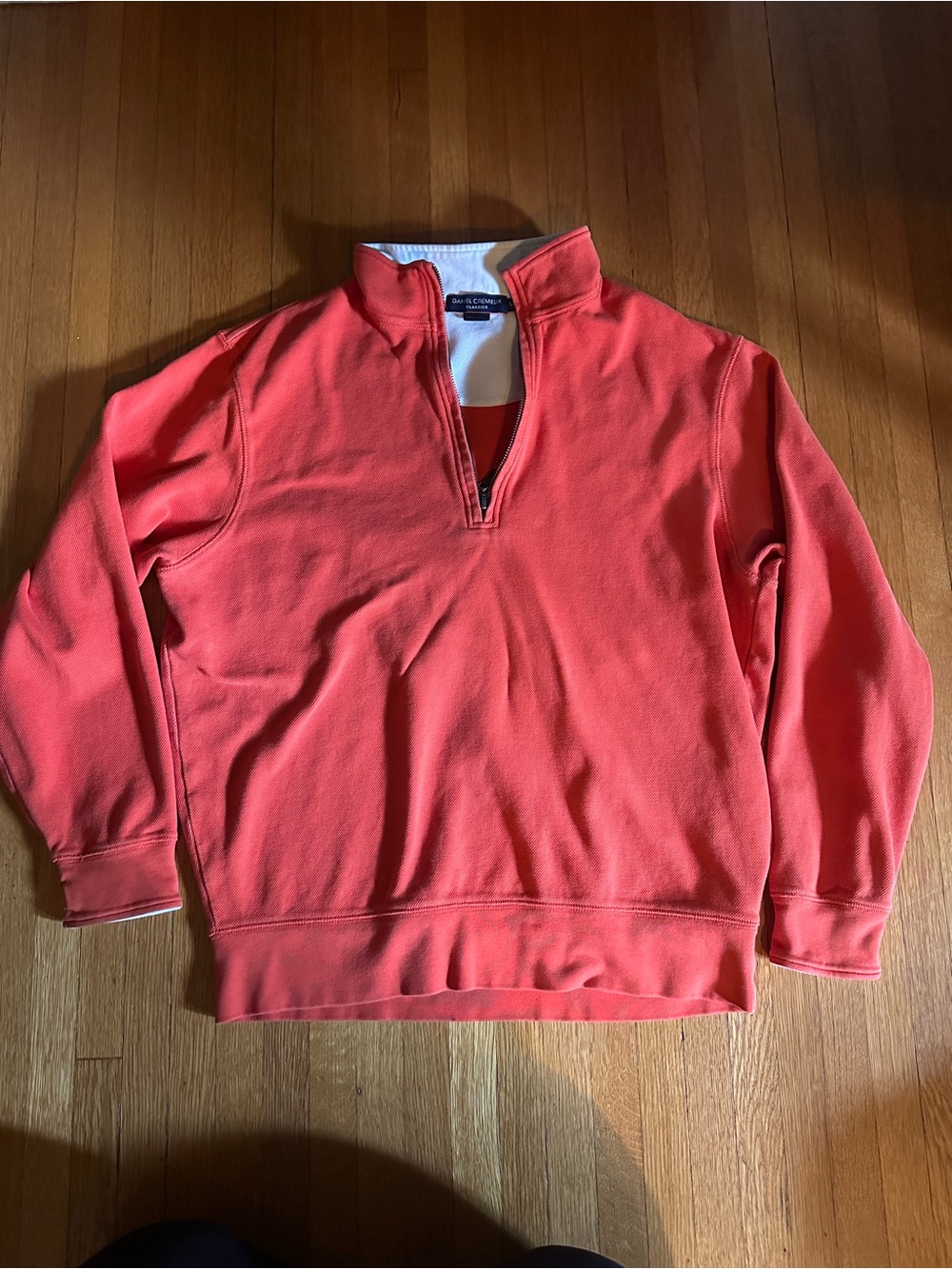 Daniel Cremieux 1/4 Zip Cotton Pullover Sweater Orange, Size L